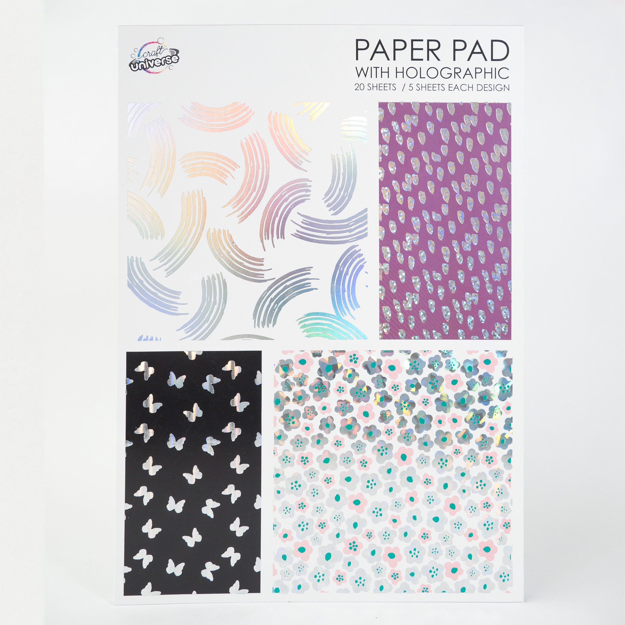 Paper Pad With Holographic 20 Sheets / 5 Sheets Each Design Craft Universe  -  Finland