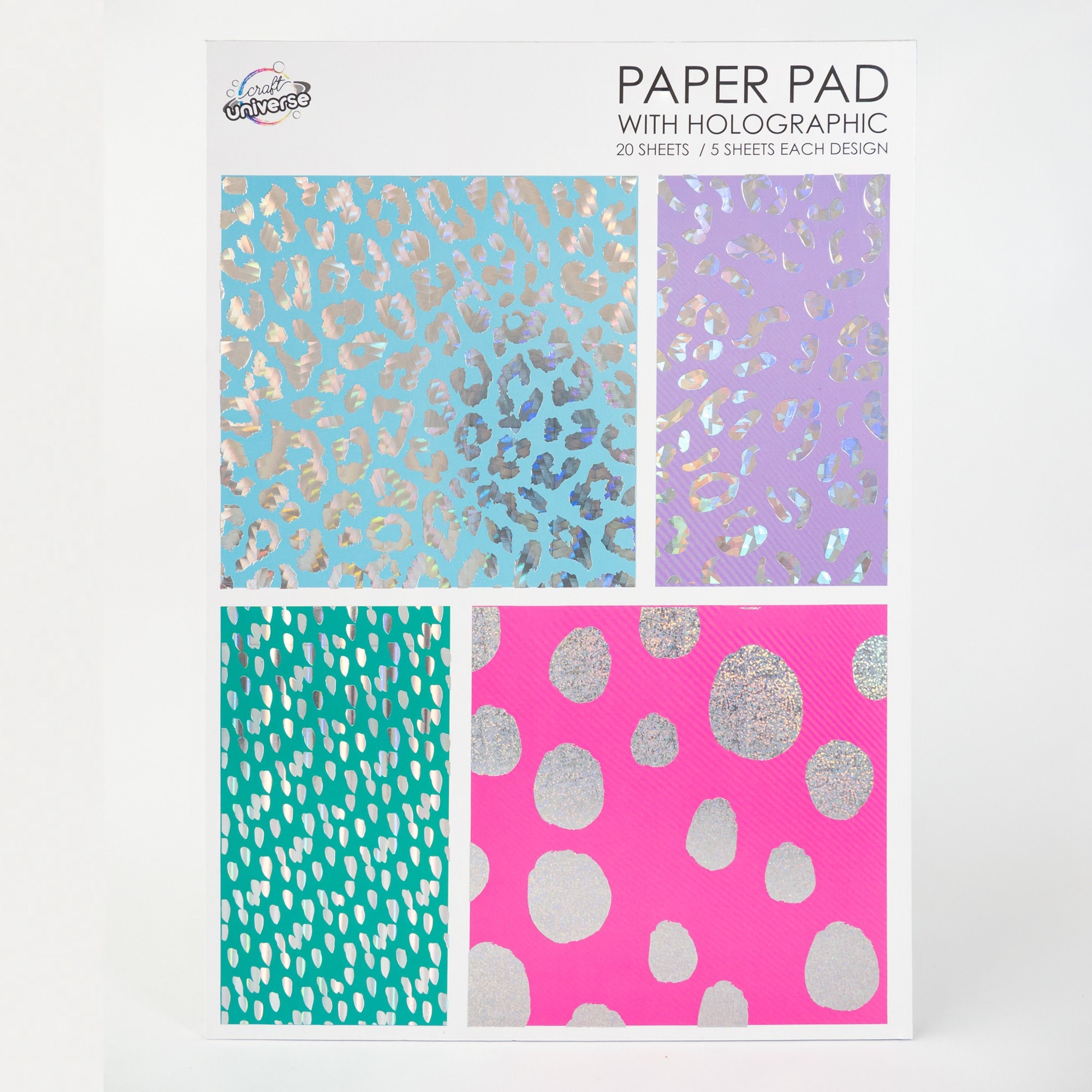 Paper Pad With Holographic 20 Sheets / 5 Sheets Each Design Craft Universe  -  Denmark