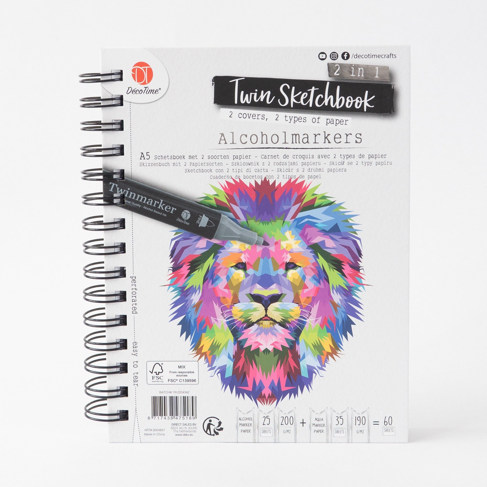 2in1 Twin Sketchbook A5 25 Pages Alcohol Marker Paper / 35 Pages Aquamarker  Paper 