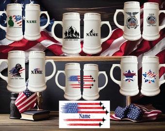 USA Military ceramic beer mugs