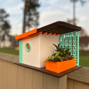 Mid-Century Modern Birdhouse - 3D Printed PLA