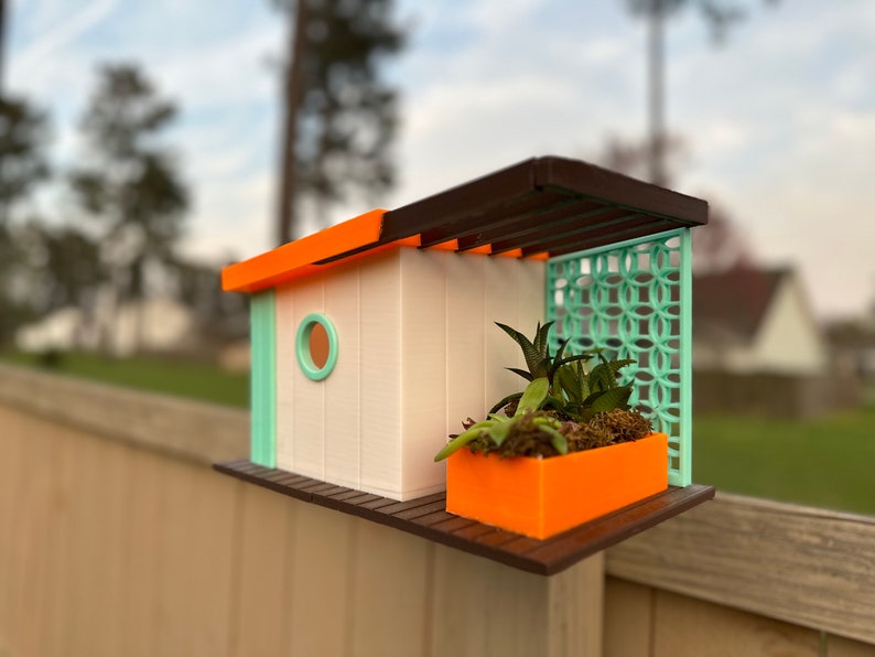 Mid-Century Modern Birdhouse 3D Printed PLA image 1