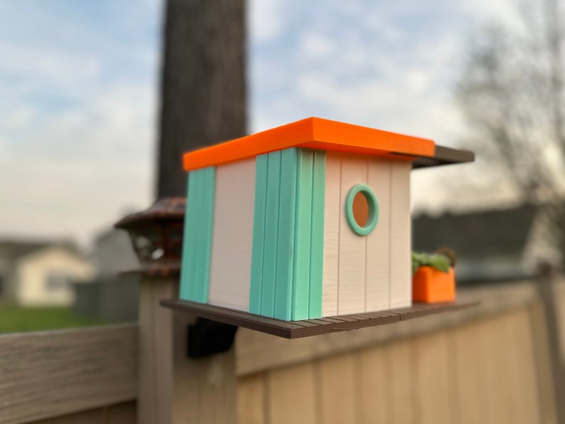 Mid-Century Modern Birdhouse 3D Printed PLA image 8