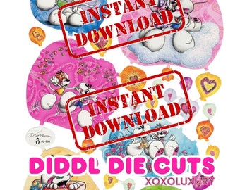 Diddl paper sheets die cuts diddlina stationery printable instant download digital stickers diddlina