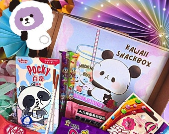 Kawaii snack box purple snack box asian snack box mochi panda pocky japanese snacks korean snacks gift box blue snacks kpop