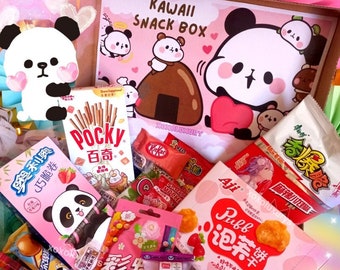 Love snack box - asian snack box mochi panda themed gift - pink snacks pink gift box - kawaii anime food box love gift for her japanese