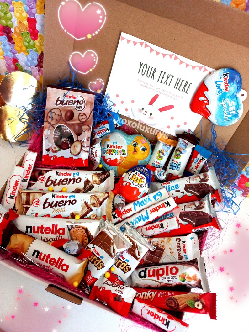 Kinder Scatola di cioccolatini Cioccolatini personalizzati Scatola regalo per snack per lei Confezione regalo per lui Scatola per snack italiani compleanno divertente immagine 6