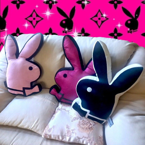 vintage Playboy Bunny Shaped Pillow noir et blanc y2k baddie playboy oreiller bimbo fille