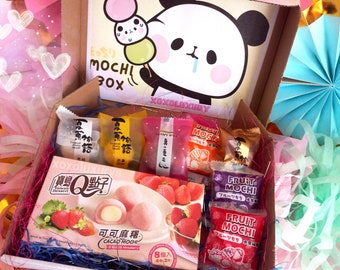 Boîte à collations mochi - Boîte à collations kawaii - Boîte à friandises asiatiques - Snacks asiatiques kawaii mochi japonais roses - Cadeau personnalisé boîte de bonbons pour les amoureux du Japon