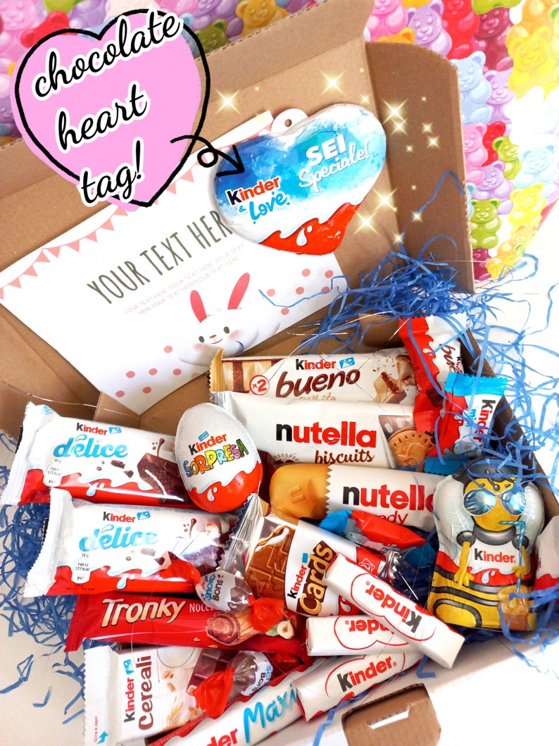 Kinder Scatola di cioccolatini Cioccolatini personalizzati Scatola regalo per snack per lei Confezione regalo per lui Scatola per snack italiani compleanno divertente immagine 4