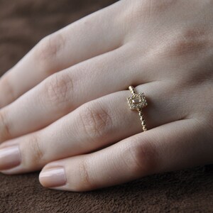 14k Solid Gold  Wedding Baguette Ring, Dainty Gift for Mothers, Gold Bridal Ring, Stone Minimalist Engagement Ring, Delicate Proposal Ring