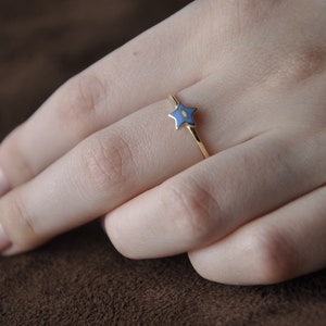 14k Solid Gold Star Ring, Unique Trendy Star Ring, Celestial Gold Jewelry For Her, Gold Promise Ring, Friendship Ring, Minimal Thin Star