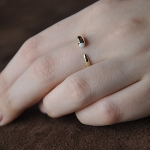 14k Solid Gold Open Top Design Unique Ring, Minimalist Gold Stacking Ring, Dainty Initial Ring for Her, Fashion Designer Ring For Mother Day