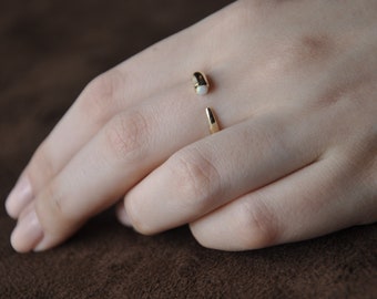 14k Solid Gold Open Top Design Unique Ring, Minimalist Gold Stacking Ring, Dainty Initial Ring for Her, Fashion Designer Ring For Mother Day