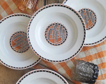 Set of six soup plates Sarreguemines model "Nomeny" art deco period