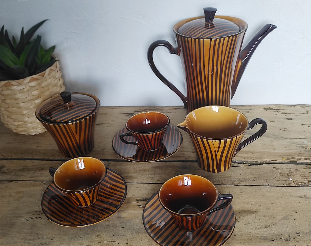 Vintage Coffee Service Set Sarreguemines Model domino Etsy