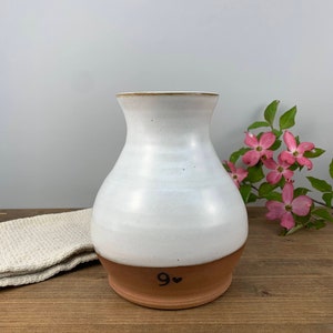 9th Anniversary for Her, Pottery Anniversary Gift, Flower Vase for Wife, Pottery Vase with 9, Rustic Asymmetrical, Wheel Thrown Pottery Vase