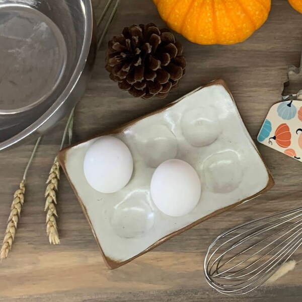 Gift for Cook | Modern Rustic Egg Holder for Baker | Egg Person Gift | Artfully Handmade Ceramic Egg Tray | Countertop Decor Kitchenware