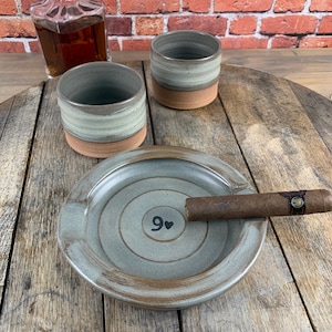 9th Anniversary Gift for Him | Pottery Anniversary | Cigar and Whiskey Set | Cigar Smoker Gift | Pottery Anniversary | Handmade Bourbon Gift