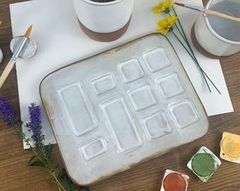 Ceramic Paint Palette | Gift for Painter | Handmade Color Palette | Artist Accessory | Paint Tray for Ink, Watercolor, Gouache, Acrylic, Oil