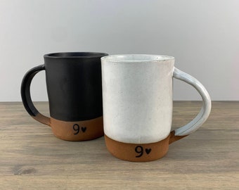 9th Anniversary Coffee Mug | Handmade Stoneware Pottery | 9th Year Wedding Anniversary Gift for Husband & Wife | Artisan Imperfection