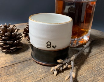 8th Wedding Anniversary Whiskey Tumbler | Pottery Anniversary Present | Bourbon Gift for Husband | Whiskey Lowball | 8th Year Gift for Him