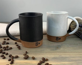 8th Anniversary Coffee Mug for Him and Her | 8th Year Couple Anniversary Gift for Husband & Wife | Pottery Present | Artisan Imperfection