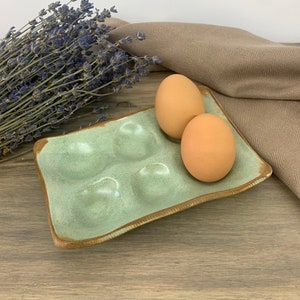 Ceramic Egg Crate Egg Holder Handmade Stoneware Tray Jefferson Street  Ceramics Made in USA Egg Carton Farmhouse Folk Farm 