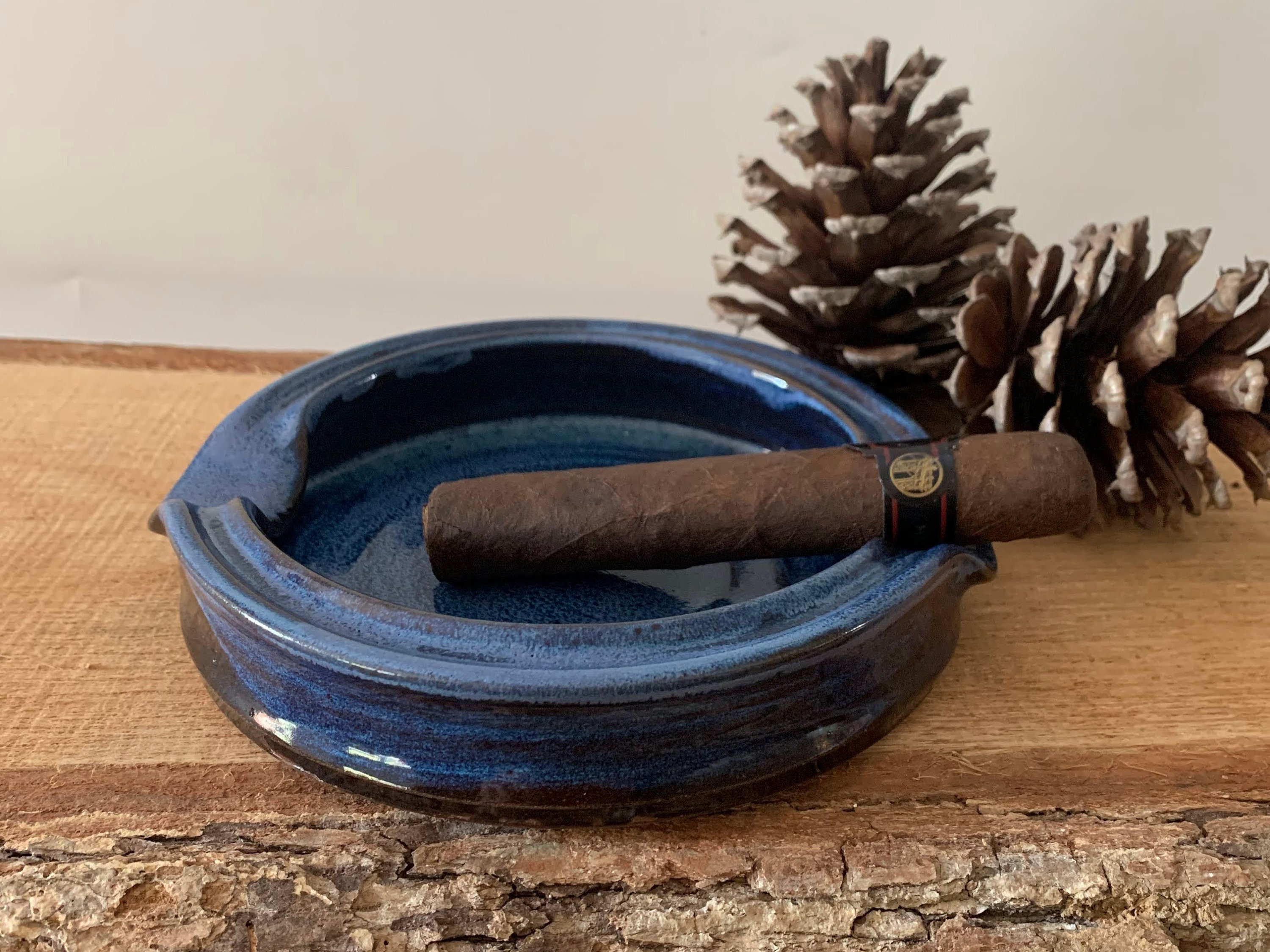 Bey-Berk Stainless Steel & Walnut Wood Cigar Ashtray