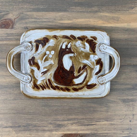 Ceramic Tray Decorative Plate | Woodland Fox Catchall Jewelry Tray | Unique Handmade Pottery | Birthday Gift for Sister Friend
