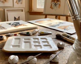 Ceramic Paint Palette | Gift for Painter | Handmade Color Palette | Artist Accessory | Paint Tray for Ink, Watercolor, Gouache, Acrylic, Oil
