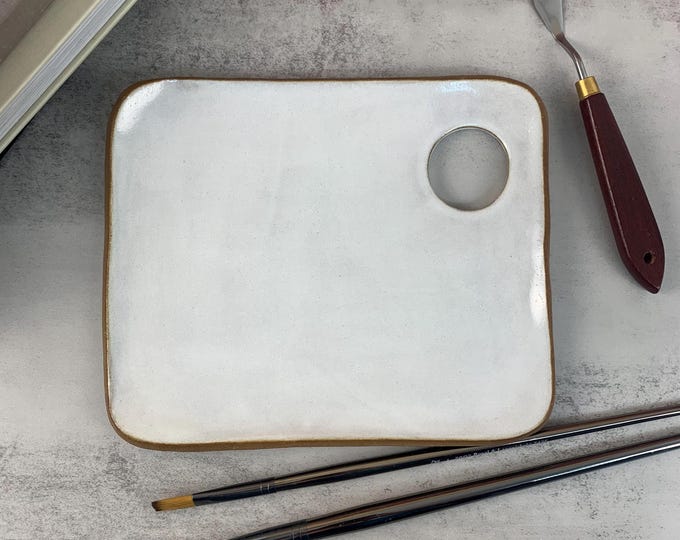 Ceramic Watercolor Palette | Gift for Artists | Painting Studio Supply | Handmade Artist Gift Set | Paint Mixing Tray | Painting Accessories