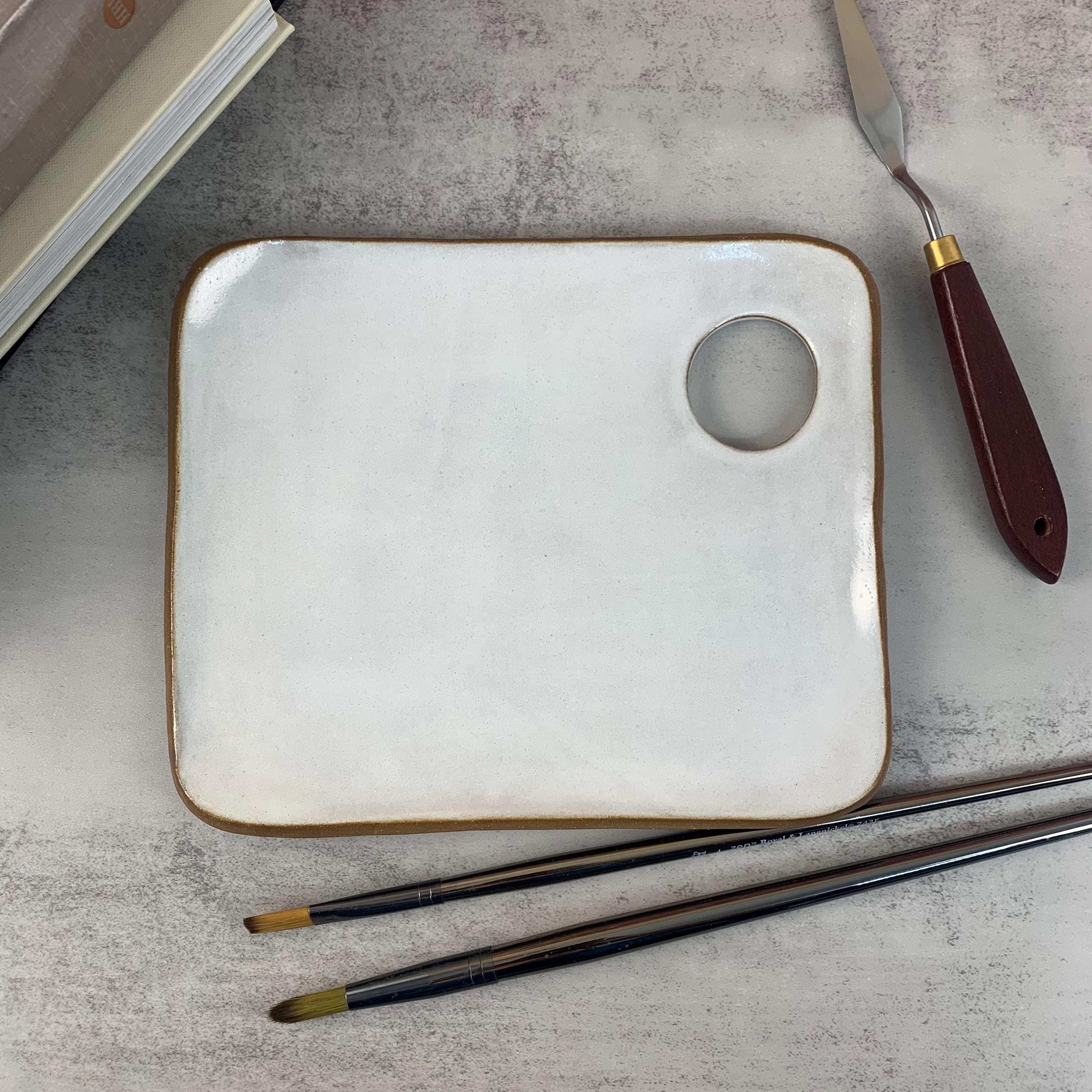 Large Paint Palette | Art Paint Mixing Tray | Natural Aesthetic Studio Supply | Handmade Artist Gift Set | Ceramic Palette Gift for Painter