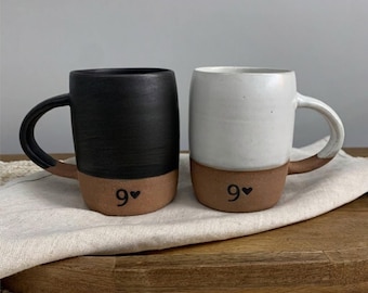 9th Anniversary Coffee Mug | Handmade Stoneware Pottery | 9th Year Wedding Anniversary Gift for Husband & Wife | Artisan Imperfection