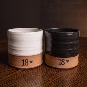 18th Anniversary Gift for Him | Handmade Pottery Whiskey Tumblers | Wedding Anniversary Gift | Custom Ceramic Cups | Useful Gift for Couple