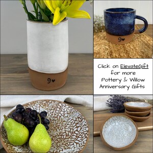 9th Anniversary for Her | Pottery Anniversary Gift | Flower Vase for Wife | Pottery Vase with 9 | Rustic White | Wheel Thrown Stoneware Vase image 10