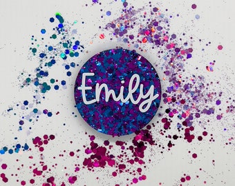 Confetti Name Badge | Custom Glitter Badge for Nurses | Midwife | Teacher | Doctor