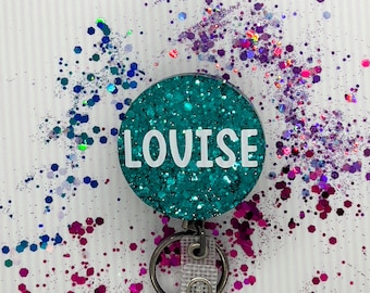 Bon Voyage Name Badge Reels | Custom Glitter Badge for Nurses | Midwife | Teacher | Doctor