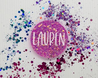 Tickled Pink Name Badge | Custom Glitter Badge for Nurses | Midwife | Teacher | Doctor