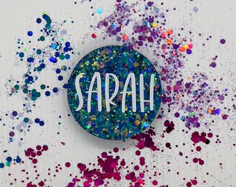 Custom Glitter Name Badge | Personalized Role Badge for Professionals | Cool Caribbean