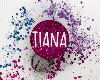 Bouquet Name Badge Reels | Custom Glitter Badge for Nurses | Midwife | Teacher | Doctor