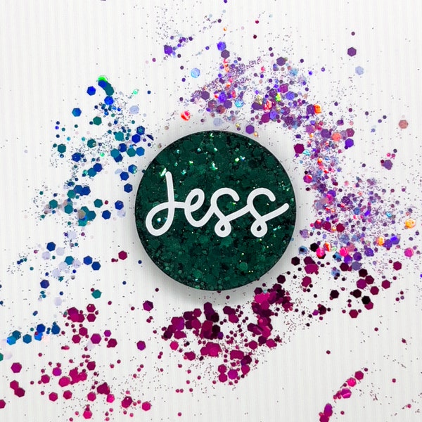 Placa identificativa de Robin Hood / Placa personalizada con purpurina para enfermeras / matronas / profesoras / doctoras