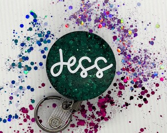 Robin Hood Name Badge Reels | Custom Glitter Badge for Nurses | Midwife | Teacher | Doctor