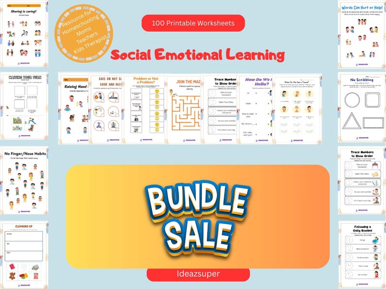 Kids SEL Worksheets Bundle | Social Emotional Learning Printable ...