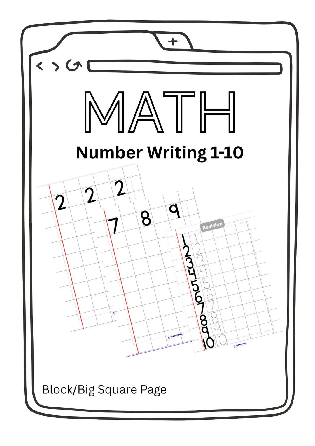 Number Writing (math Large Block Page) Workbook 1–10 | Preschool and ...