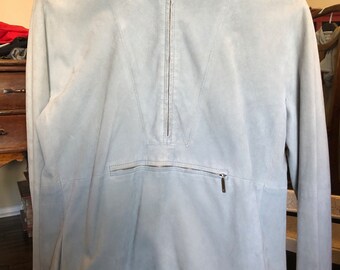 Louis Vuitton vintage light blue suede Hoodie pullover jacket in size EUR 38