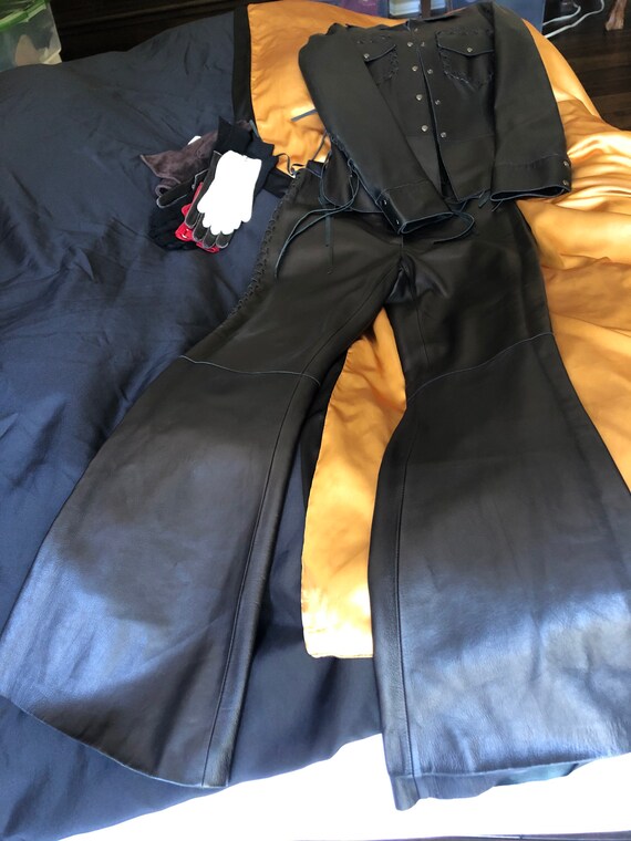 Fringe vintage Rock and Roll western black leathe… - image 8