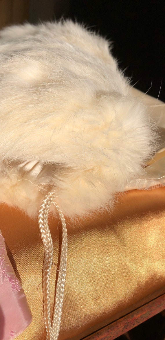 Real fur and silk (white mink) hand muff for chil… - image 1