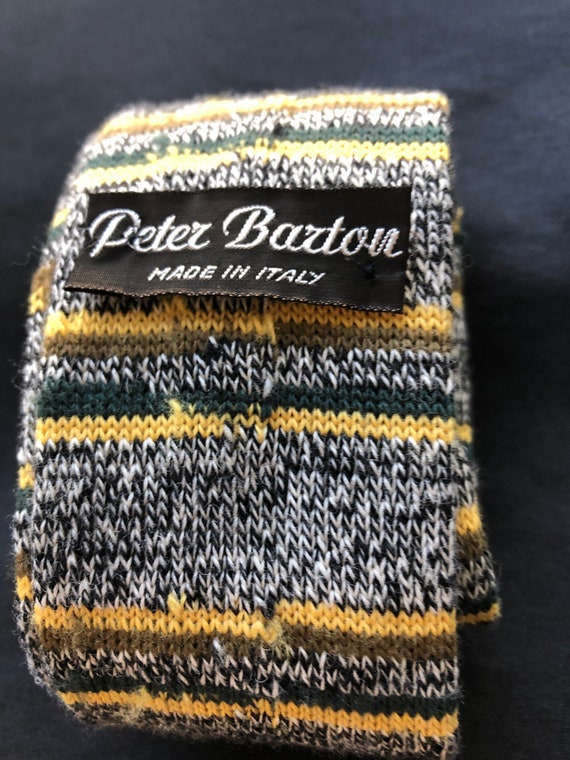 Peter Barton green, gold and black knit tie