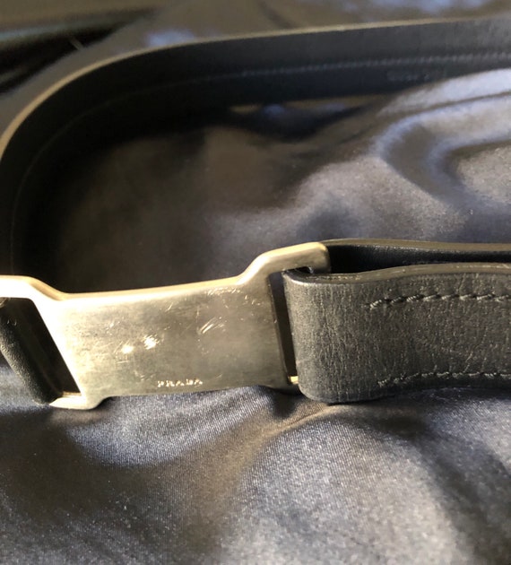VTG 90’s Prada Belt silver and Black leather
